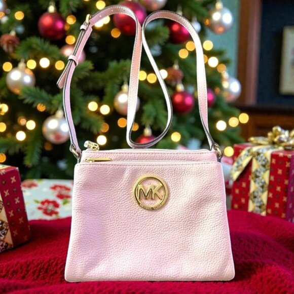 Michael Kors pink Pebble leather crossbody no wallet needed EUC - Picture 1 of 10